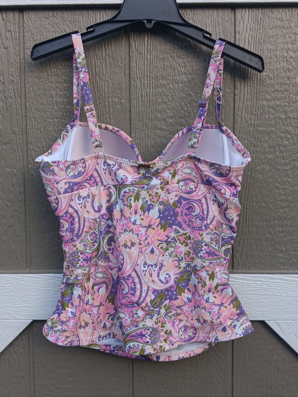 Nicole Miller Studio Pink Paisley Tankini Swim Top Size XL - Picture 4 of 7